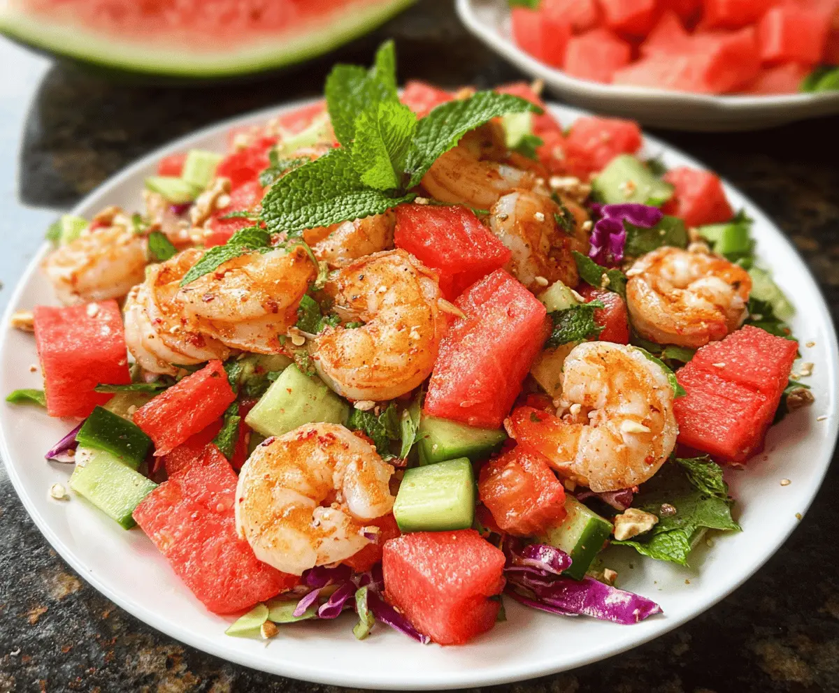 Easy Spicy Watermelon Shrimp Salad Recipe