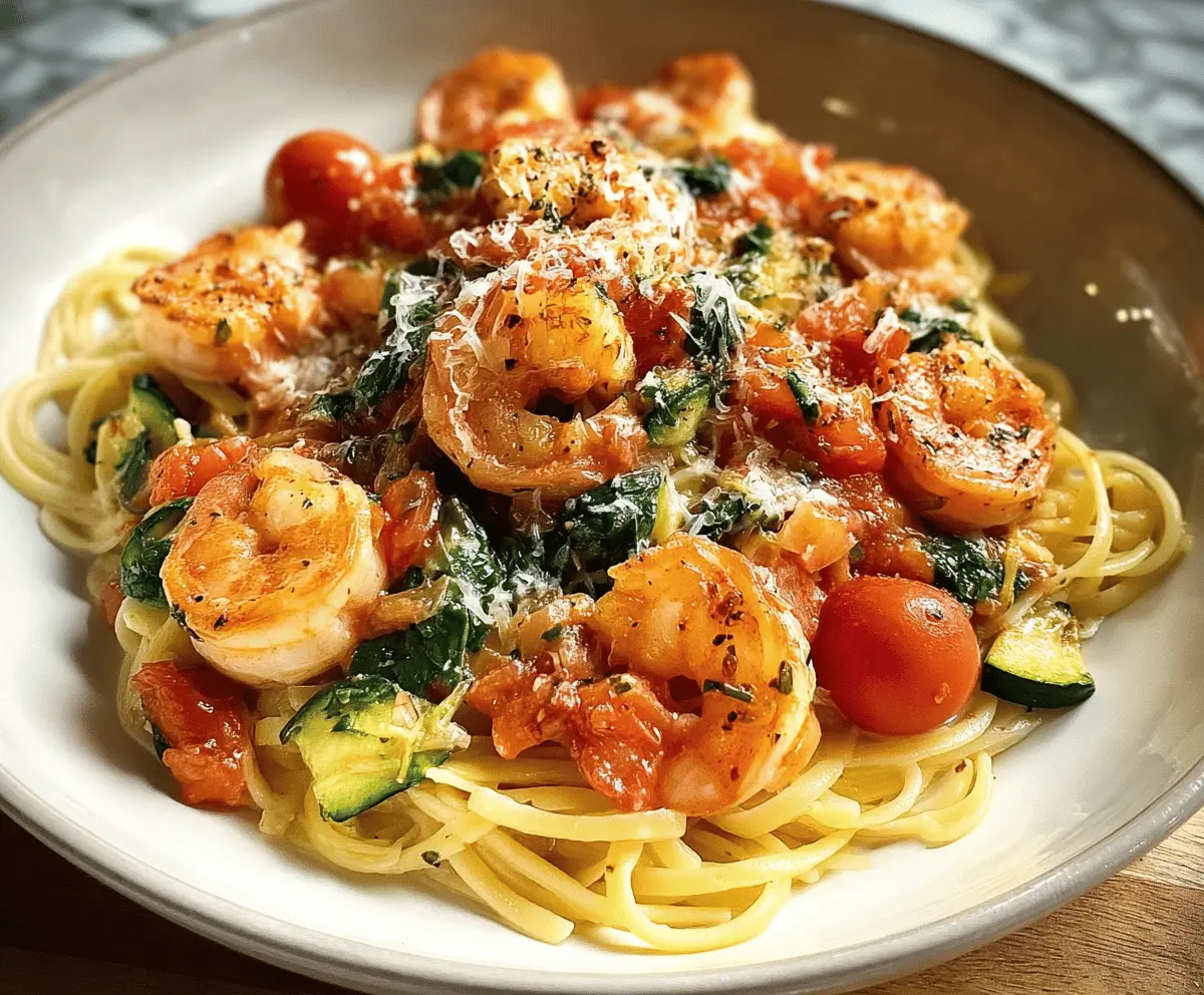Easy Tomato Zucchini Shrimp Pasta Recipe
