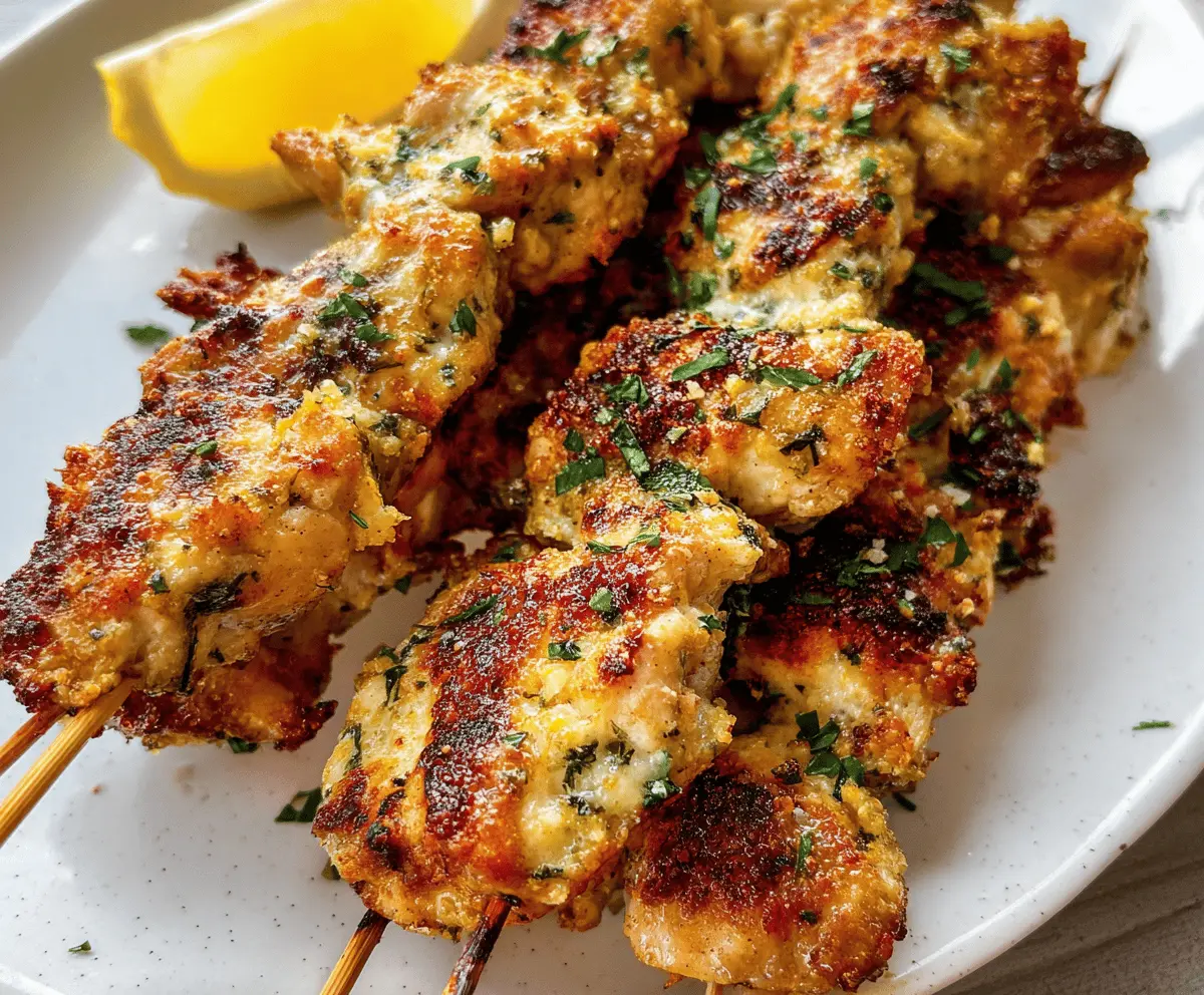 Easy Garlic Parmesan Chicken Skewers Recipe