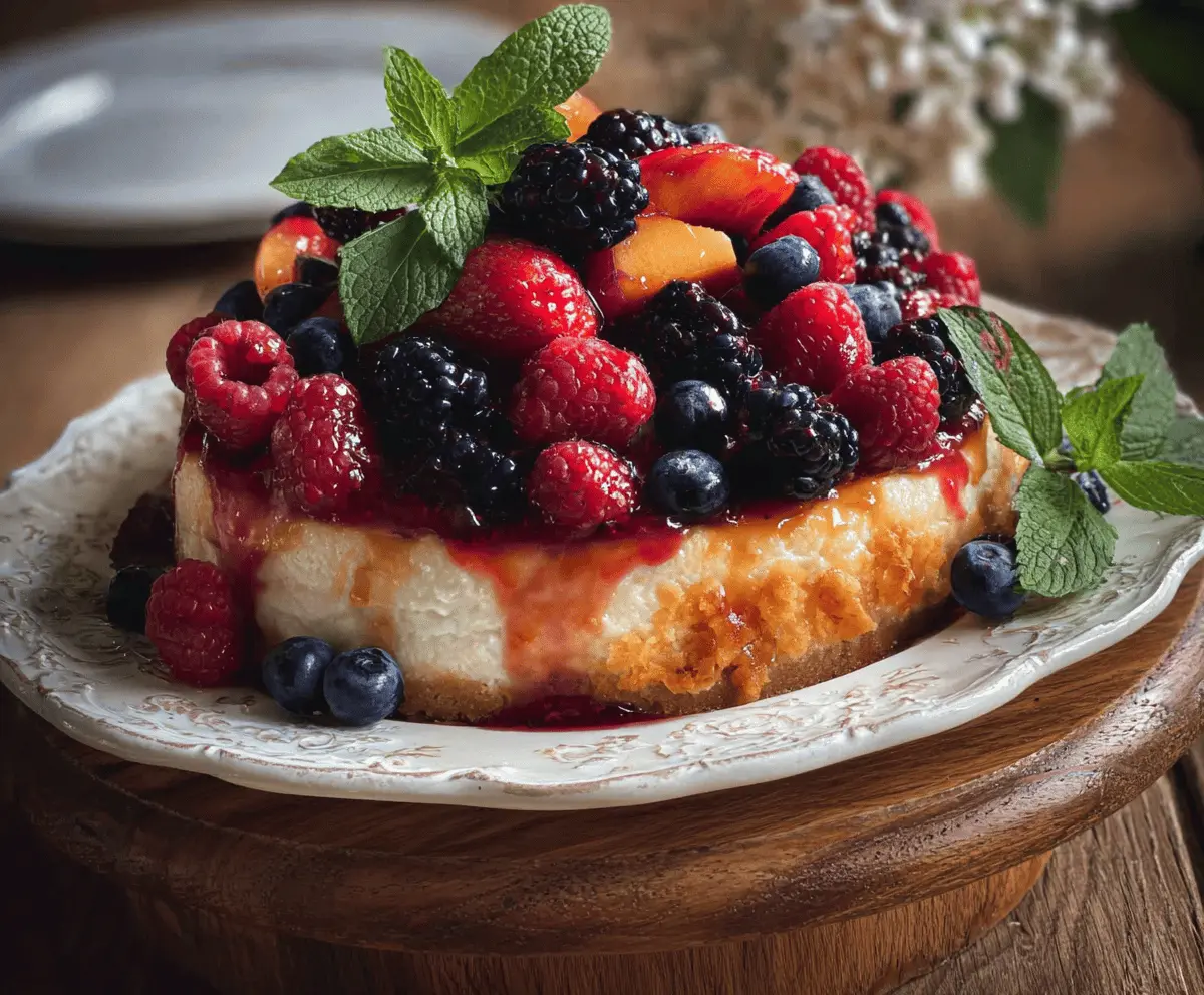 Easy Summer Berry and Peach Cheesecake Recipe