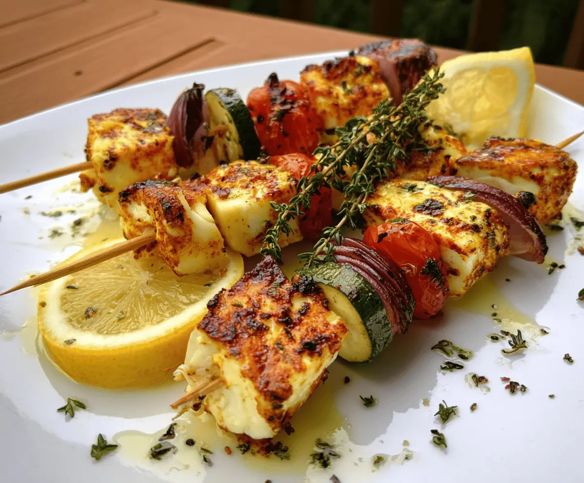 Easy Grilled Halloumi Skewers with Lemon and Thyme