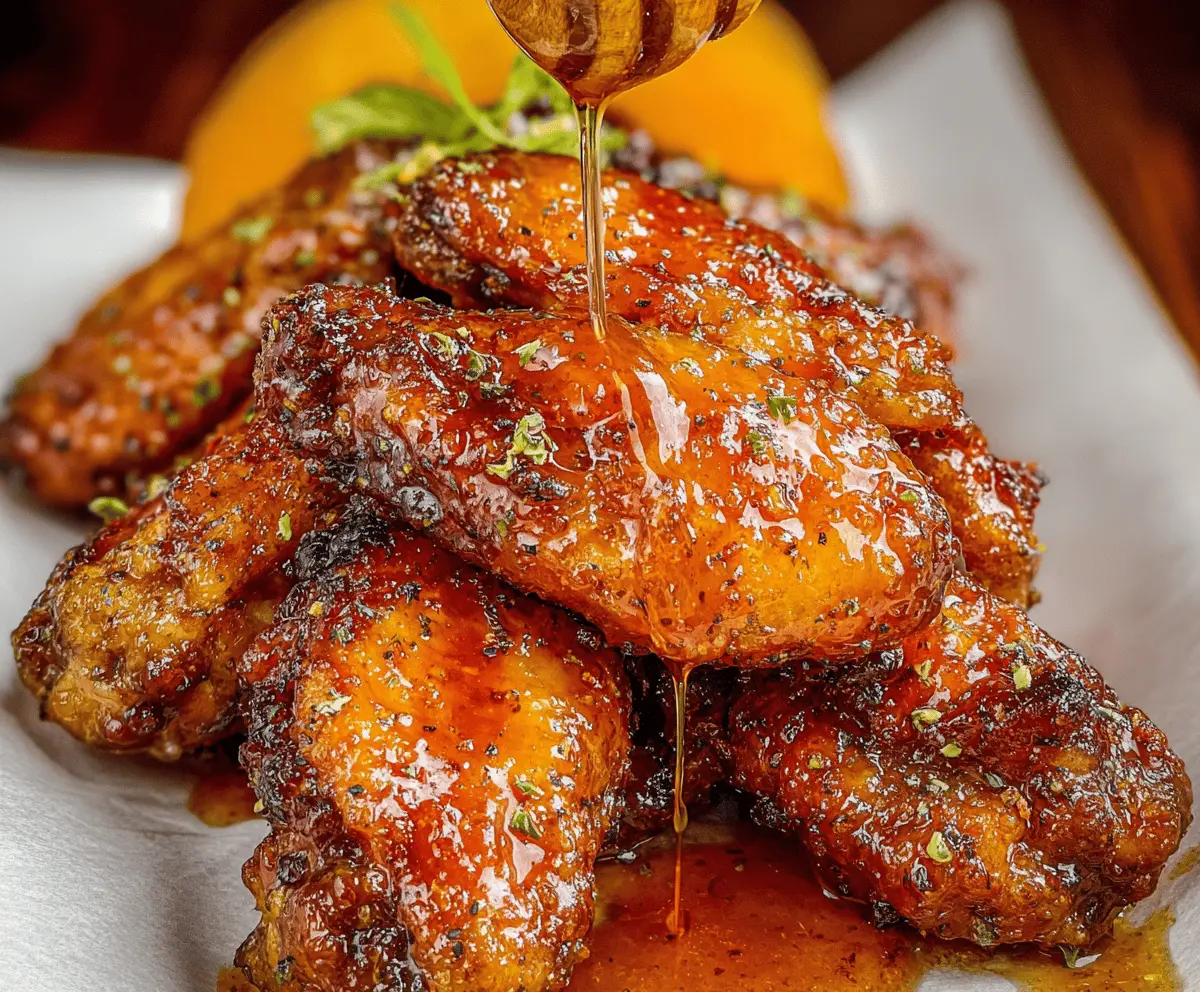 Sweet and Spicy Hot Honey Peach Wings