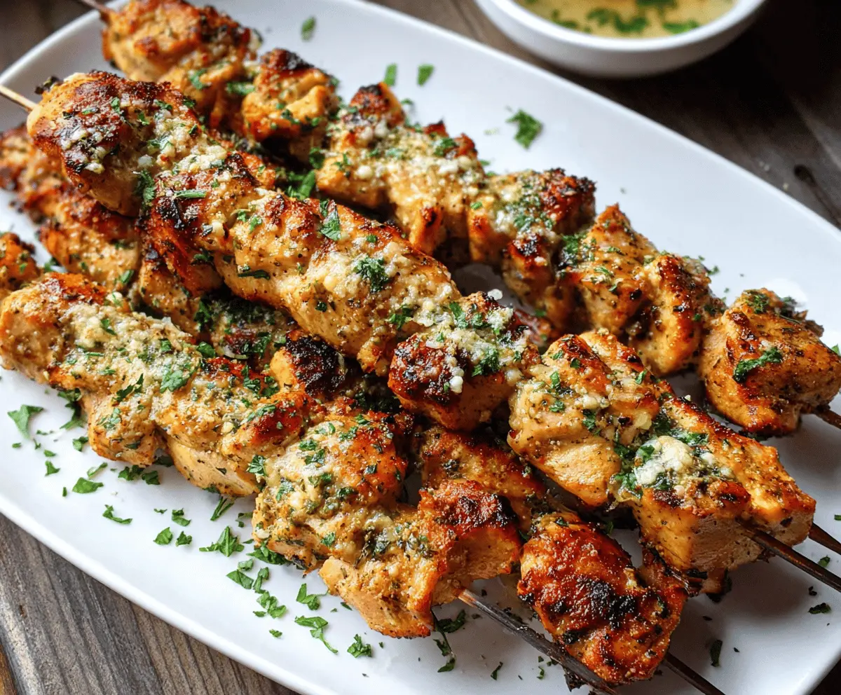 Easy Garlic Parmesan Chicken Skewers Recipe