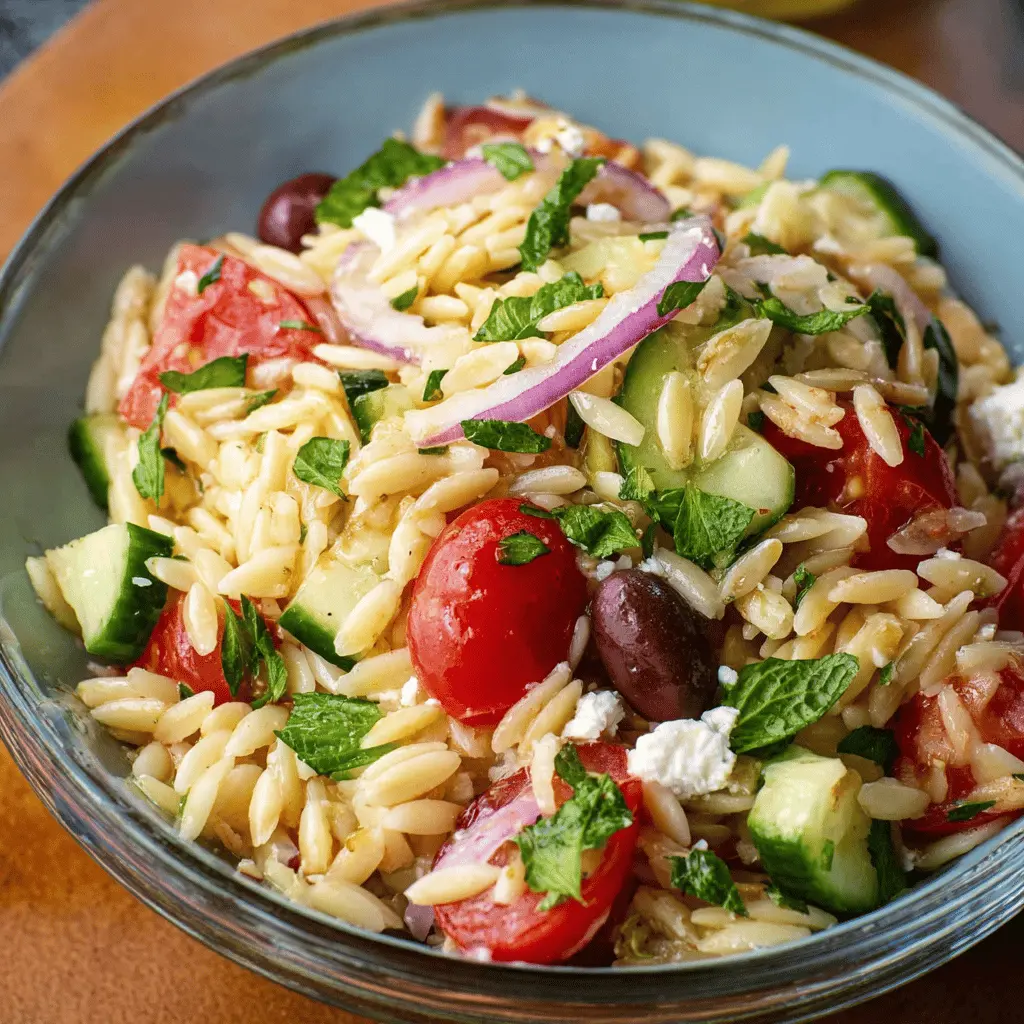 Easy Orzo Salad Recipe with Fresh Veggies