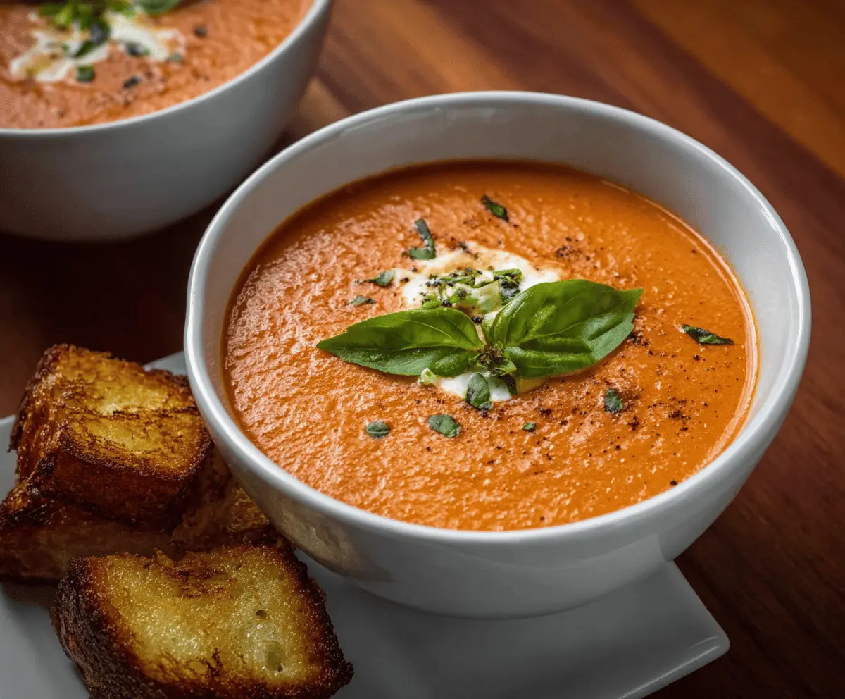Easy Creamy Tomato Basil Soup Recipe