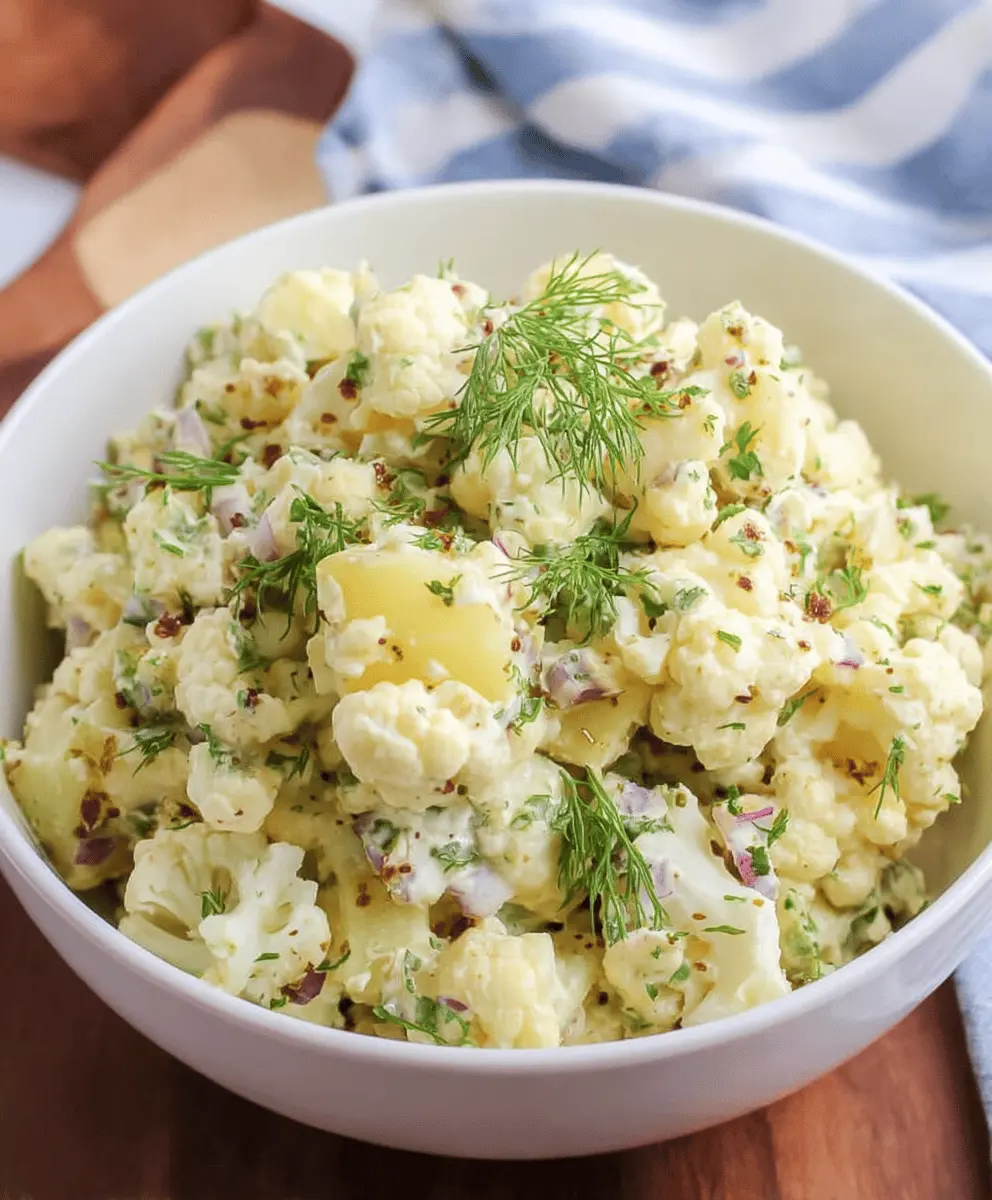 Easy Low Carb Cauliflower Potato Salad Recipe
