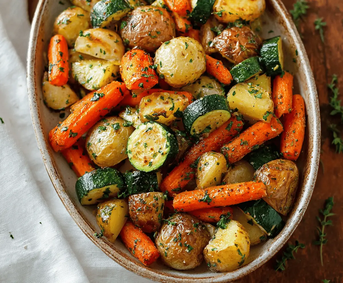 Garlic Herb Roasted Potatoes, Carrots & Zucchini