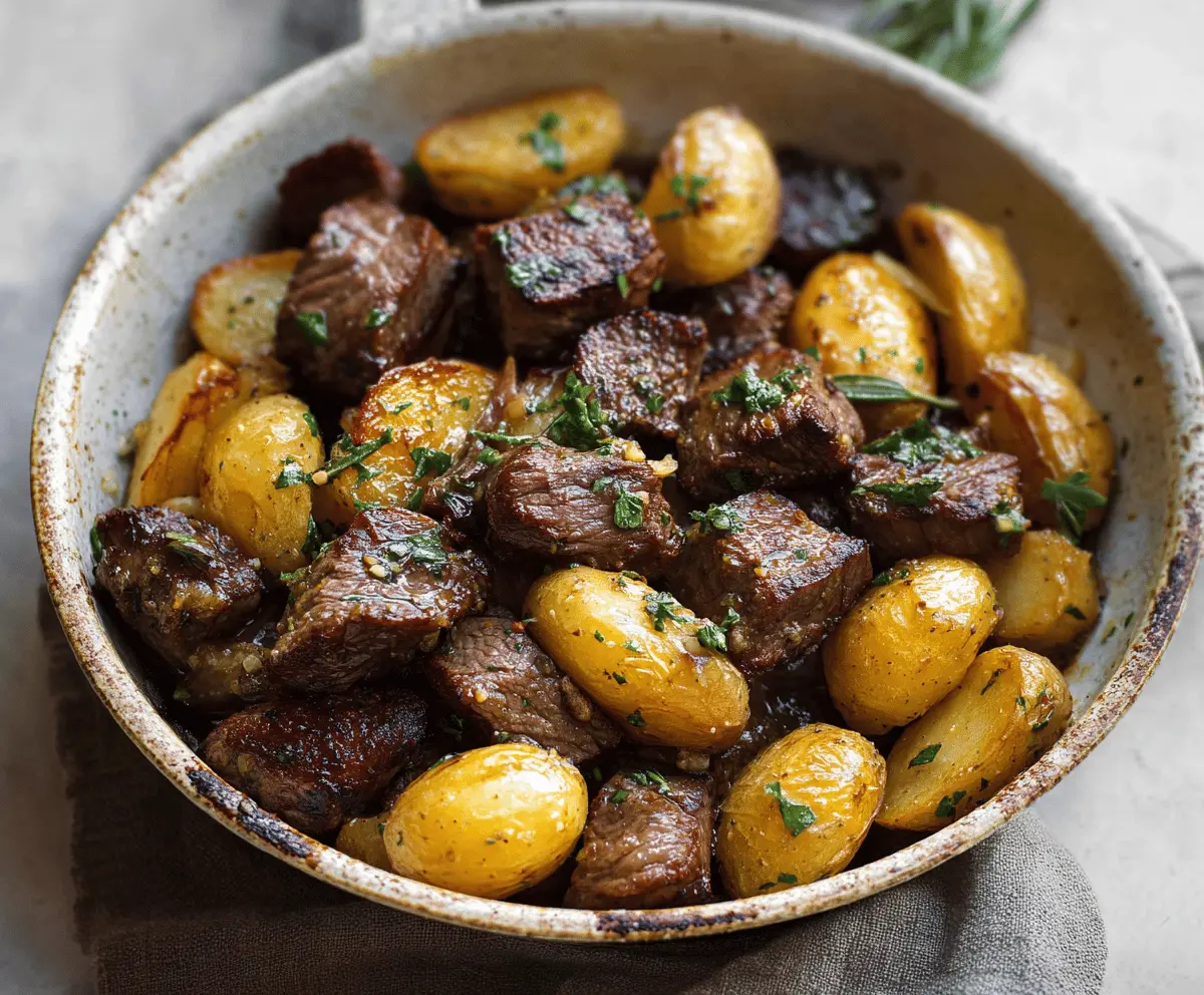 Garlic Butter Steak Bites with Crispy Potatoes