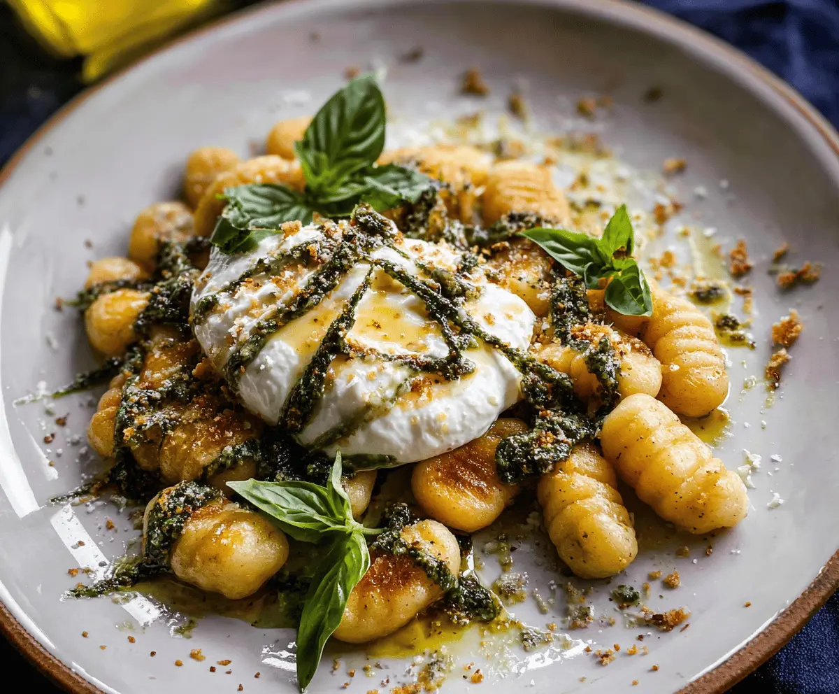 Creamy Lemon Pesto Burrata with Brown Butter Gnocchi