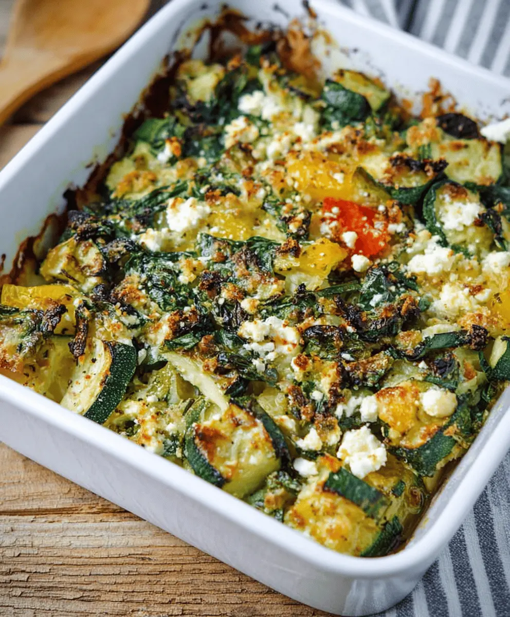 Easy Baked Zucchini Spinach Feta Casserole