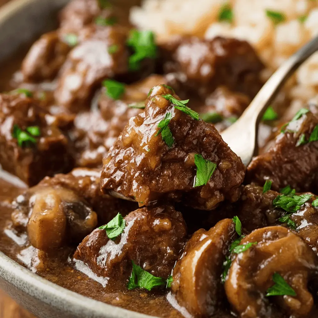 Slow Cooker Beef Tips with Tender Mushrooms
