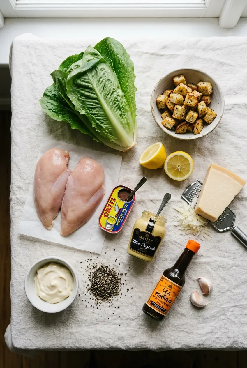 grilled chicken caesar salad with smoky chicken and crisp romaine